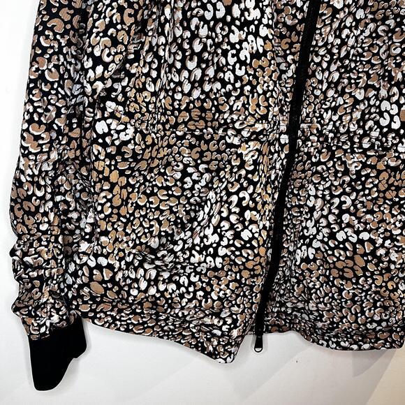 Free People Movement Light Jacket Women Small Leopard Animal Print Hooded Zip Up - Picture 4 of 16